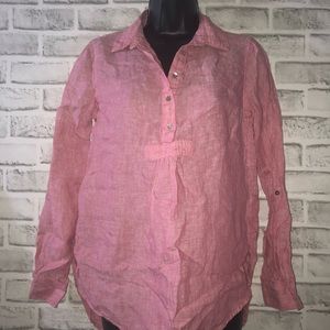 🦋Antibes Blanc Pink-ish Linen Top